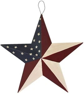 12 Zoll 4. Juli patriotische Wanddekoration amerikanische Flagge Scheune Metall 3D Stern Wohnkultur - Bild 1 von 3