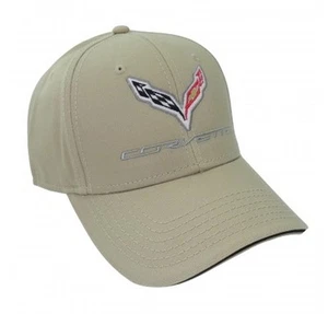C7 Corvette Khaki Tan Beige Cotton Twill Hat Logo Licensed Chevy - Picture 1 of 1