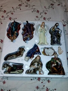 Homco Home Interiors Porcelain Nativity Christmas Complete 10 Piece Set 51121 - Picture 1 of 13