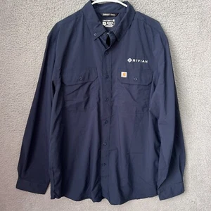 Camisa Carhartt Para Hombres XL Azul Fuerza Calce Relajado Abotonada Manga Larga Ropa de Trabajo - Imagen 1 de 12