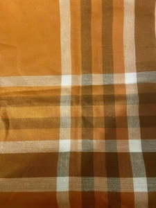 Vintage Finlayson Dalon Orange Brown and White Plaid Tablecloth 36 x 36 - Picture 1 of 4