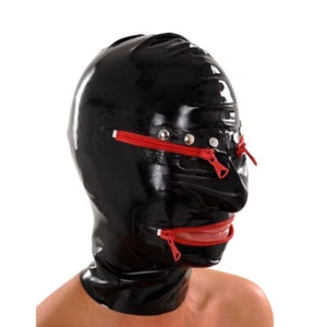 Latex Hood w/ Mouth and Eyes Zipper Rubber Mask for Fetish Clubwear BDSM 0.4mm - Picture 1 of 4