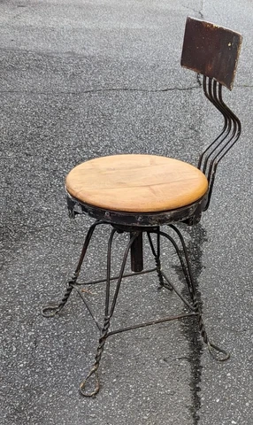 Industria Era Antique W.D. Allison Co. Chair - unique Metal Twist Legs Cover