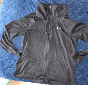 Para mujer Negro Bajo Blindaje Mangas Largas con Cremallera Ropa Activa Prenda para el torso con Capucha Talla Pequeña - Imagen 1 de 6