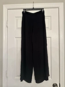 Pentimento 100% Silk Black Wide Leg Palazzo Pants Women’s Sz 6 High Waist Flowy - Picture 1 of 5