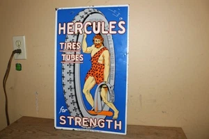 Hercules Reifen & Schläuche für Stärke 2-seitig 20" Porzellan Metall Flansch Schild - Bild 1 von 12