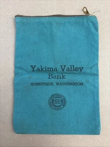Vintage Canvas Bank Bag, Zipper, Yakima Valley Bank, Sunnyside Washington - Bild 1 von 2