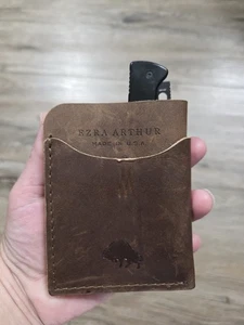 EZRA ARTHUR Herren minimalistisches Leder Kartenetui und Bear Edge Lockback Messer - Bild 1 von 11