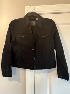 Levi's Women's Original Washed Black Denim Trucker Jacket Size Medium EUC - Picture 1 of 9