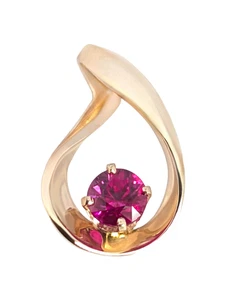 NACHLASS MASSIV 14K GELBGOLD MASSGESCHNEIDERT LABOR RUBIN DIA ANHÄNGER #7959 - Bild 1 von 5