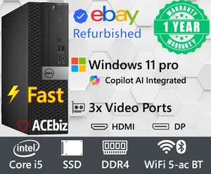 Dell Windows 11 pro Desktop Computer i5 32 GB RAM SSD 2 TB HDD HDMI WiFi BT PC - Picture 1 of 5