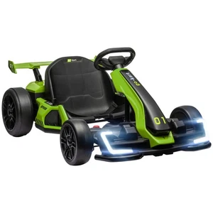 HOMCOM 24V Electric Go Kart for Kids with Adjustable Seat, Green - Picture 1 of 12
