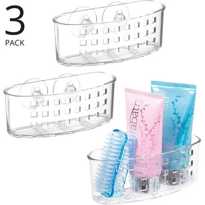 Duschkorb Duschablage Aufbewahrung Organizer 3er Set mDesign Transparent - Bild 1 von 4
