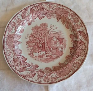 SPODE ARCHIVE COLLECTION VICTORIAN SERIES Red Dinner Plate " Rural Scenes" - Picture 1 of 4