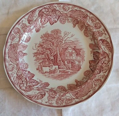 SPODE ARCHIVE COLLECTION VICTORIAN  SERIES Red Dinner Plate " Rural Scenes"  - Image 1 of 4