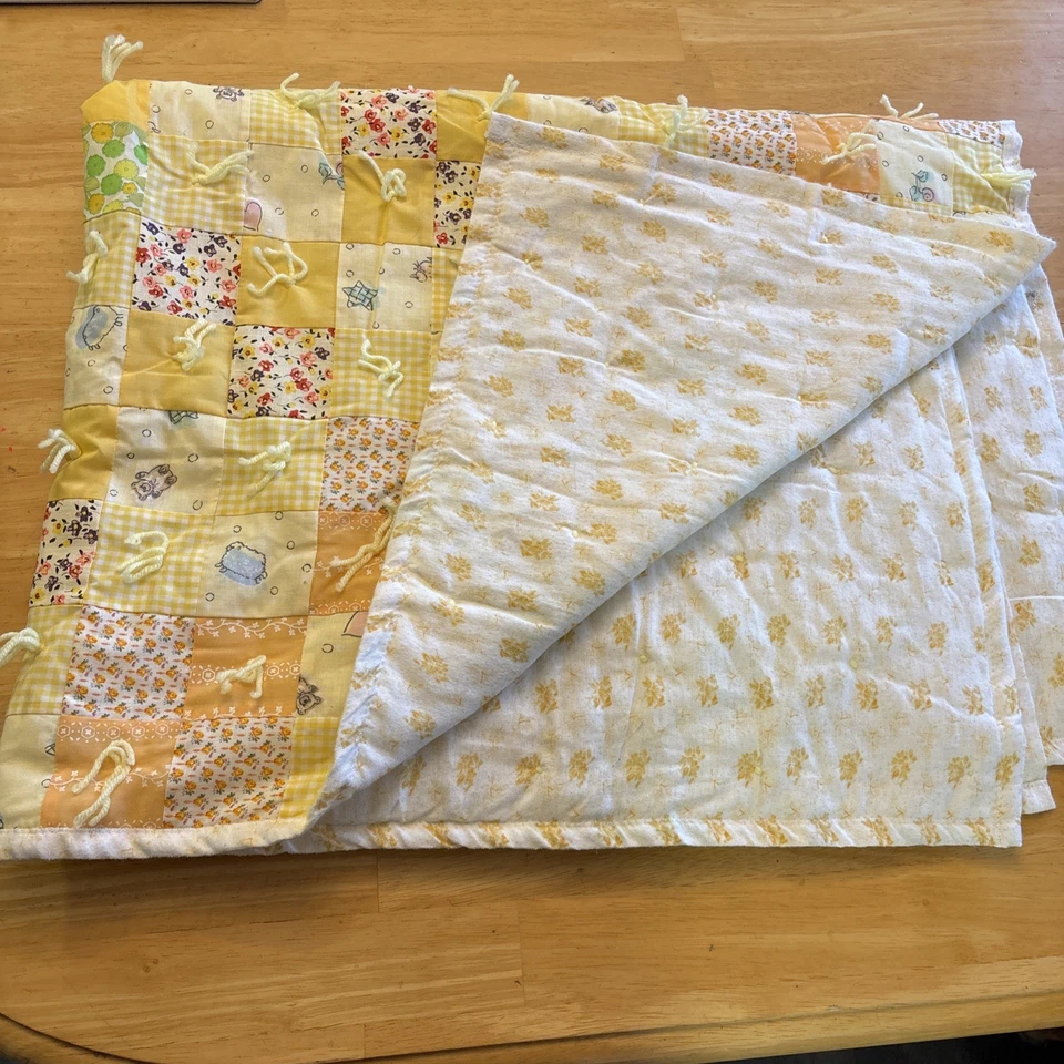 "Colcha de oración hecha a mano, manta para bebé, retazos, tonos amarillos, 40"" X 50""" Foto 1 de 2