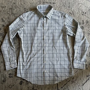 Camisa Mizzen + Principal Para Hombre Ajuste Grande Elastizada Con Botones A Cuadros Azul Verde - Imagen 1 de 8