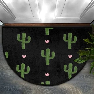 Half Round Door Mat Tropical Cactus Print Non-Slip Durable Absorbent Welcome ... - Picture 1 of 8