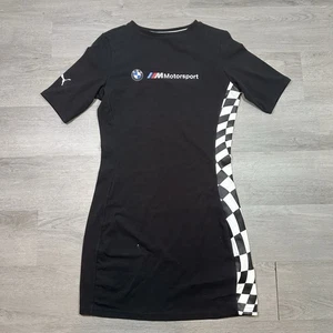 Puma BMW Motorsport Mujer M Negro Equipo Carreras Cuadros Camiseta Vestido Elástico - Imagen 1 de 11