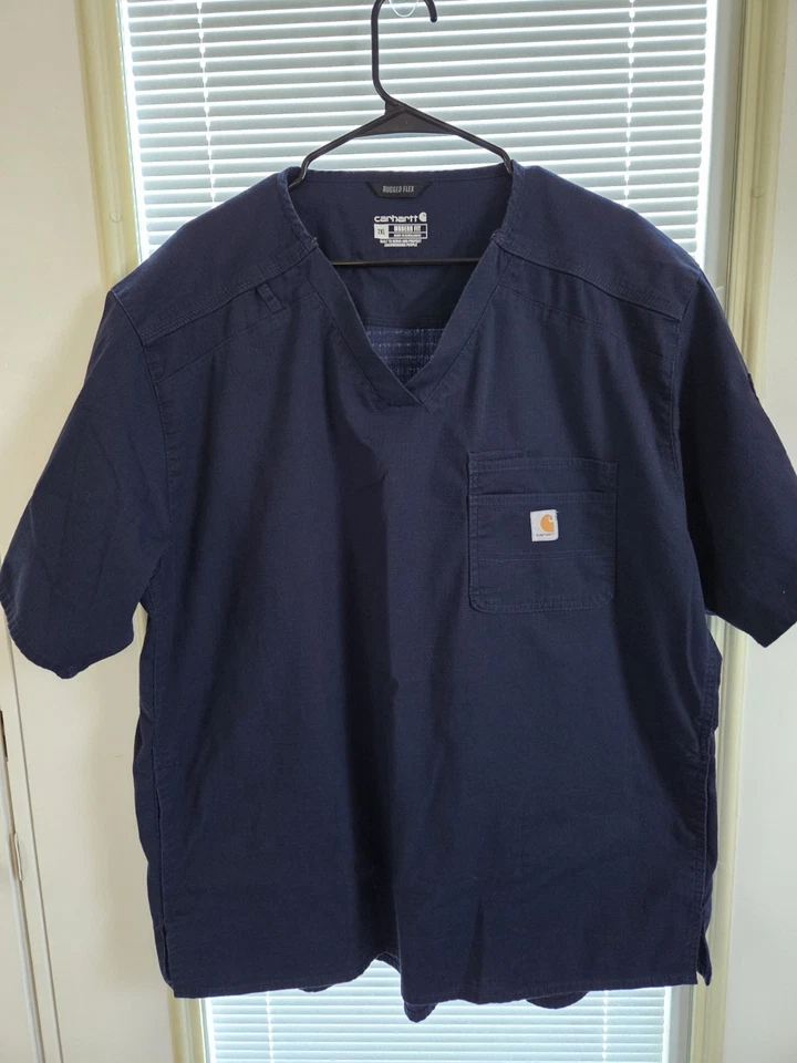 Carhartt Rugged Flex Ripstop Chest Pocket Scrub Top Mens 2XL Blue Scrubs - Image 1 of 4