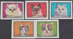 Fujeira Michel # 588-92.1 CPL MNH IMPERF 5ER SET - VERSCHIEDENE KATZEN - Bild 1 von 1