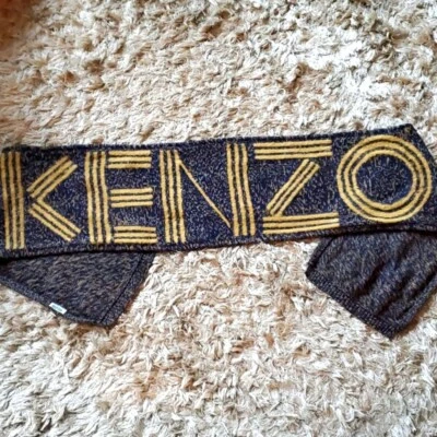 Pañuelo de lana con logo Kenzo en camel y azul Foto 1 de 4