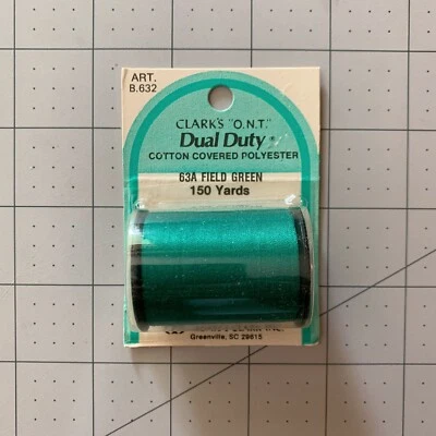 Vintage Coats & Clark ONT Dual Duty Polyester Thread 63A Field Green 150 - Image 1 of 4