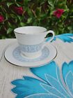 Vintage Retro Royal Doulton  "Counterpoint" Tea Cup Saucer Duo Blue Band Floral