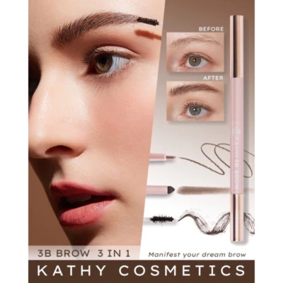 Kathy Amrez Pencil Eyebrow 3B Brow 3 In 1 Lash Mascara Shadow Waterproof Makeup - Image 1 of 4