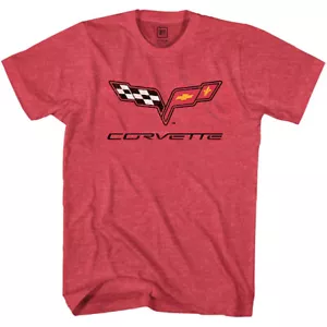 Chevrolet Corvette Crossed Flags Vintage Logo T-Shirt - Picture 1 of 1