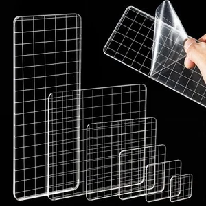6PCS Acrylic Stamp Block with Grid Lines Clear Stamping Blocks Tool Decorativ... - Picture 1 of 7