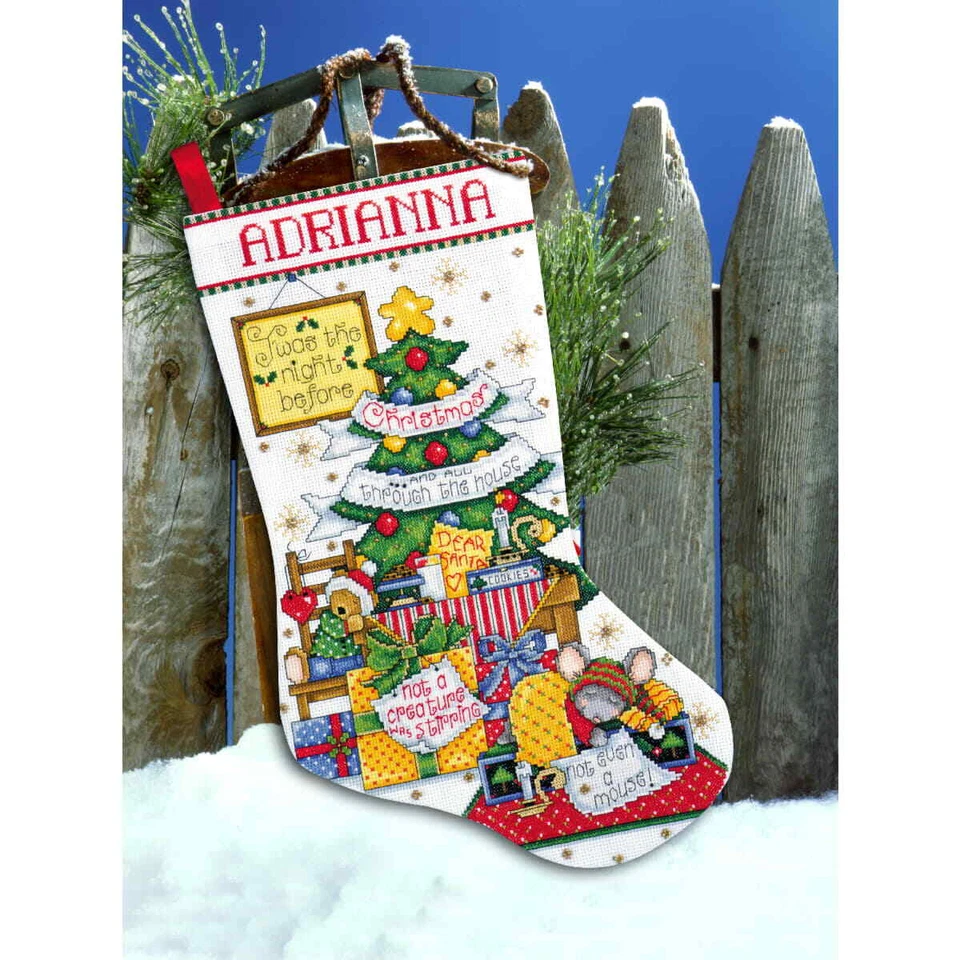 Design Works Kreuzstich Stickpackung "Weihnachtsstrumpf Schlafende Mäuse", Zählm - Bild 1 von 1