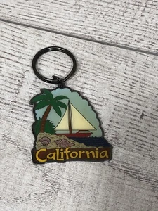 Sailboat Beach California Souvenir Keychain Colorful Sand Shells EUC - Picture 1 of 2