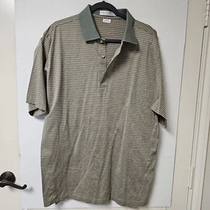 Martin Men’s Large Polo Short Sleeve Golf Shirt Green striped 100% Pima Cotton - Picture 1 of 7