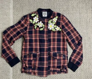 VANS Off The Wall Women Skateboarding Lined Plaid Red Flannel Shirt Jacket Sz S - Picture 1 of 11