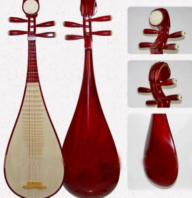 Pipa de palisandro rojo (laúd chino de 4 cuerdas, instrumento musical Biwa) Pipas Foto 1 de 4