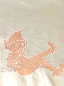 Vintage Handmade Child's or Boudoir Pillow Cover with Appliqué Elf YY716 - Picture 1 of 3