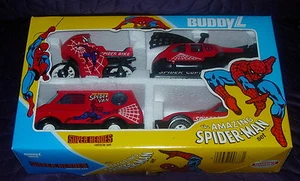 BUDDY L AMAZING SPIDER-MAN FAHRZEUG SET BOXED 1982 UNBENUTZT SAUBER FRÜHE AUSGABE - Bild 1 von 4