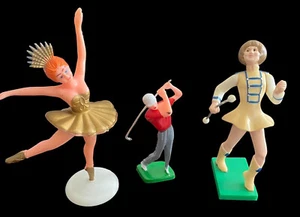 1970s vintage cake toppers ballerina majorette (1978 wilton) and mini golfer - Picture 1 of 22