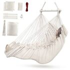  Hammock Chair, Hanging Chair with 3 Cushions and Foot Rest Support, White