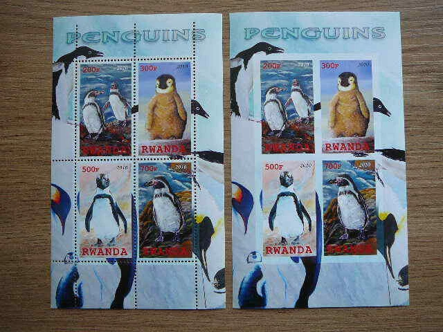 Penguins # Rwanda 2010 MNH 2x m/s (perf. + imperf.) #s850 - Image 1 of 1