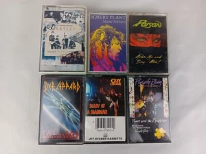 6 Rock Music Cassette Lot. Ozzy Poison Def Leppard Beatles Prince Robert Plant - Picture 1 of 5