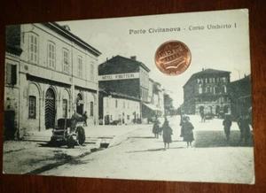 Cartolina d'epoca paesagg Italia Marche Macerata Porto Civitanova Hotel Corso U - Bild 1 von 2