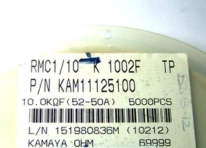 100 pezzi 10 KOhm 1% Resistenze SMD 0805 KAMAYA OHM RMC1/10 SMD Code 1002 - Imagen 1 de 2
