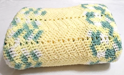 Manta afgana hecha a mano 73"x 46" ganchillo/tejido  Foto 1 de 4