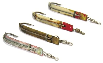 South Bend Trix-Oreno 1-1/2" Vintage Metal Jig Fishing Lures, Lot of 4 - Image 1 of 4