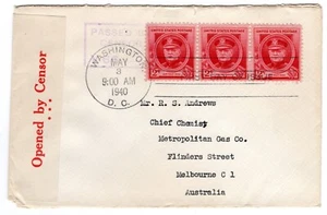 #880 John Philip Sousa Composer Famous American FDC 1940 Censored to Australia - Picture 1 of 2