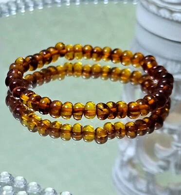 Bernstein Perlenarmband, Positive Energie, Rondelle 5-6mm Länge 17cm - Bild 1 von 4