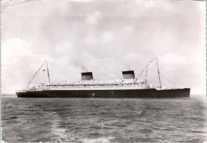 French Line, Compagnie Generale Transatlantique, SS Liberte RPPC postal c1953 - Imagen 1 de 2