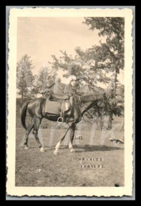 Foto, WK2, 10./A.R.129, Barbezieux/FRA, neues Pferd, Uffz. b. einreiten i; L111L - Bild 1 von 2